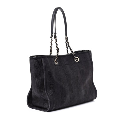 Chanel Mixed Fibers Striped Small Deauville Tote Black 2 of 5