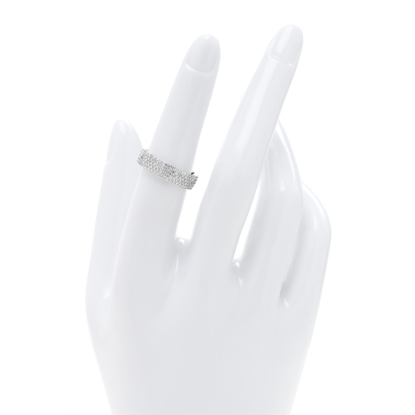 18K White Gold Diamond Metro Five-Row Ring 52 6