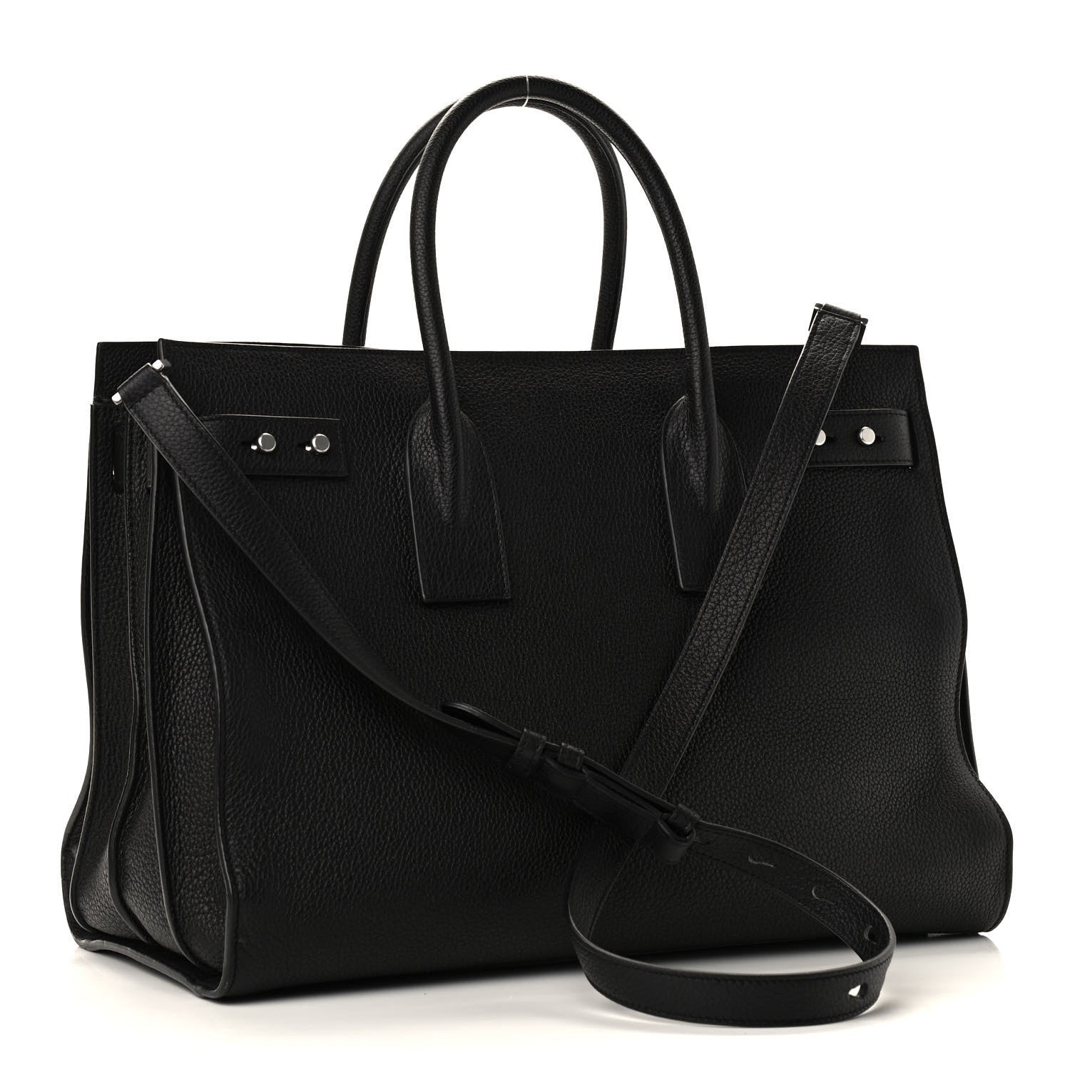 Saint Laurent Grained Calfskin Medium Souple Sac De Jour Black 2 of 8