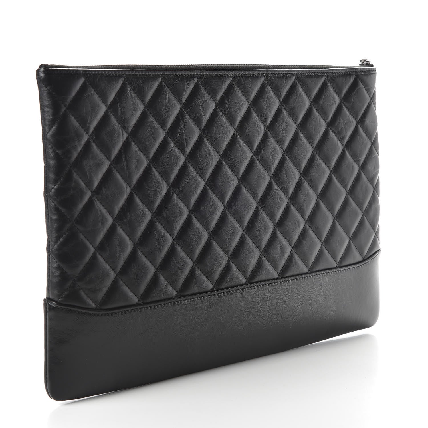 Chanel Aged Calfskin Quilted Large Gabrielle Cosmetic Case Black 3 of 8