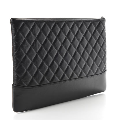 Chanel Aged Calfskin Quilted Large Gabrielle Cosmetic Case Black 3 of 8