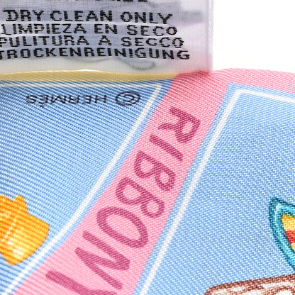 Hermes Silk Funny Ice Cream Twilly Bleu Ciel Rose Bonbon 4 of 4
