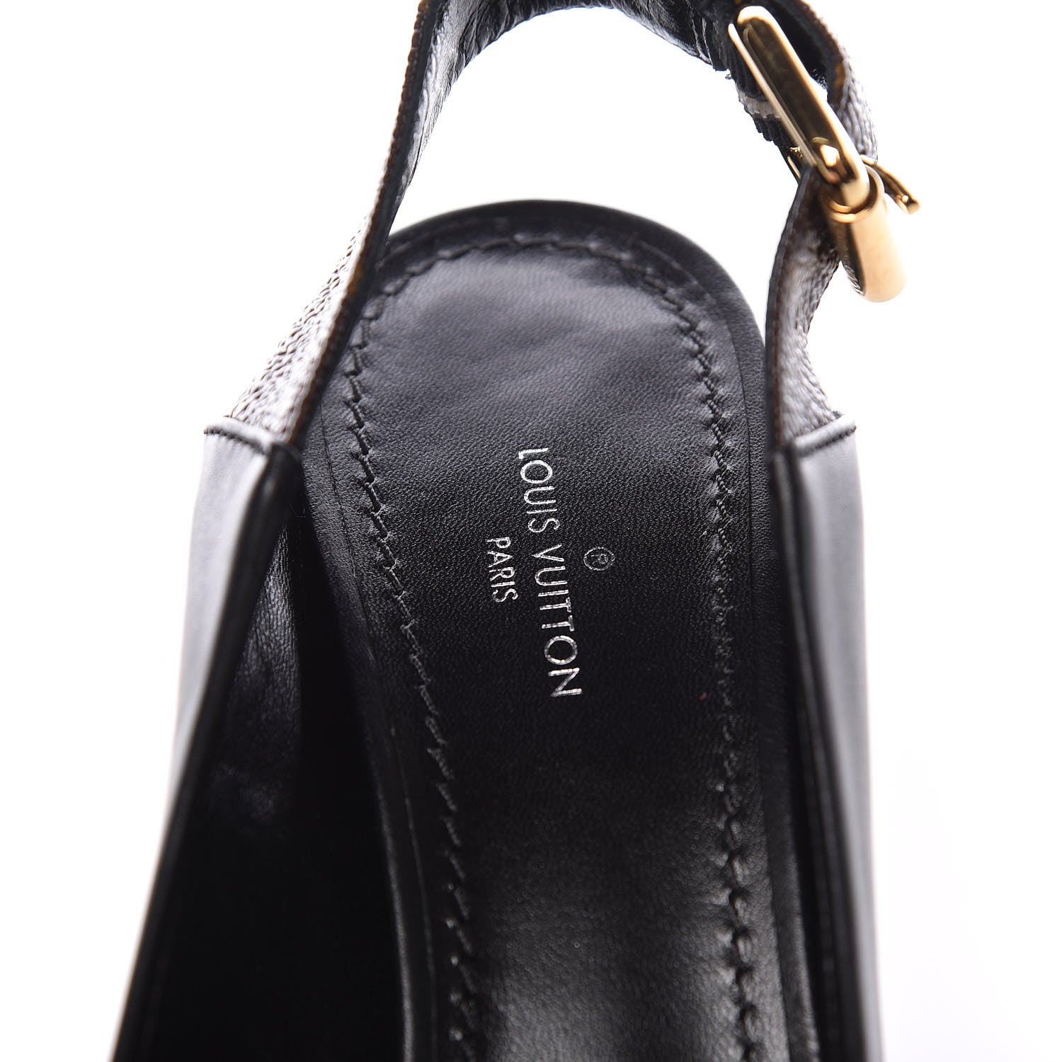 Louis Vuitton Calfskin Monogram Matchmake Slingback Pumps 37 Black 7 of 8