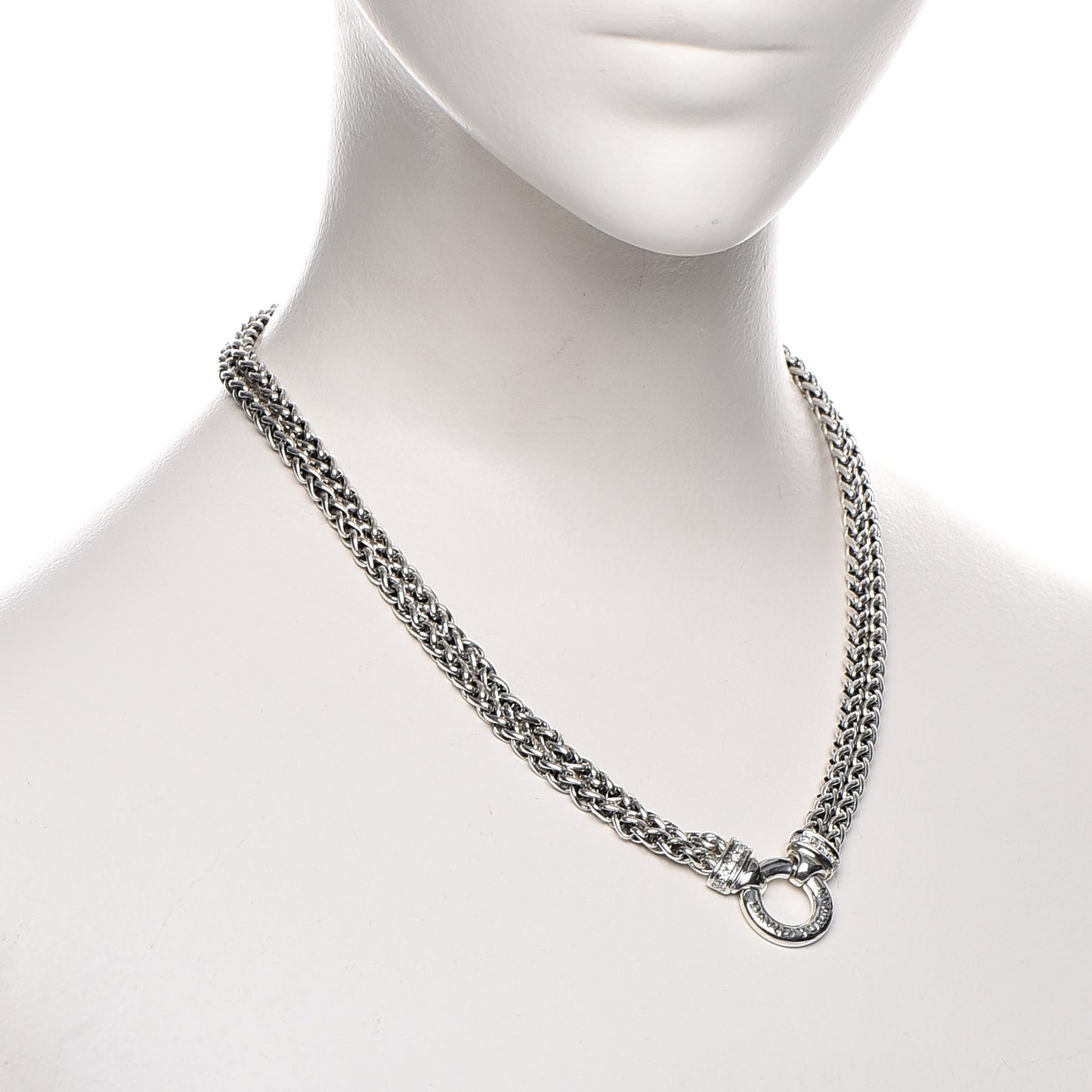Sterling Silver Diamond 18mm Double Wheat Chain Necklace