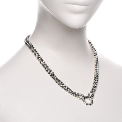David Yurman Sterling Silver Diamond 18mm Double Wheat Chain Necklace 2 of 6