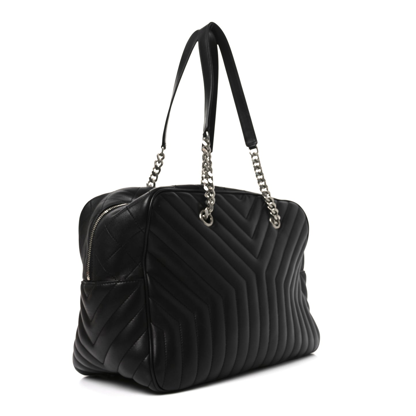 Lambskin Mixed Matelasse Joan Bowling Bag Black