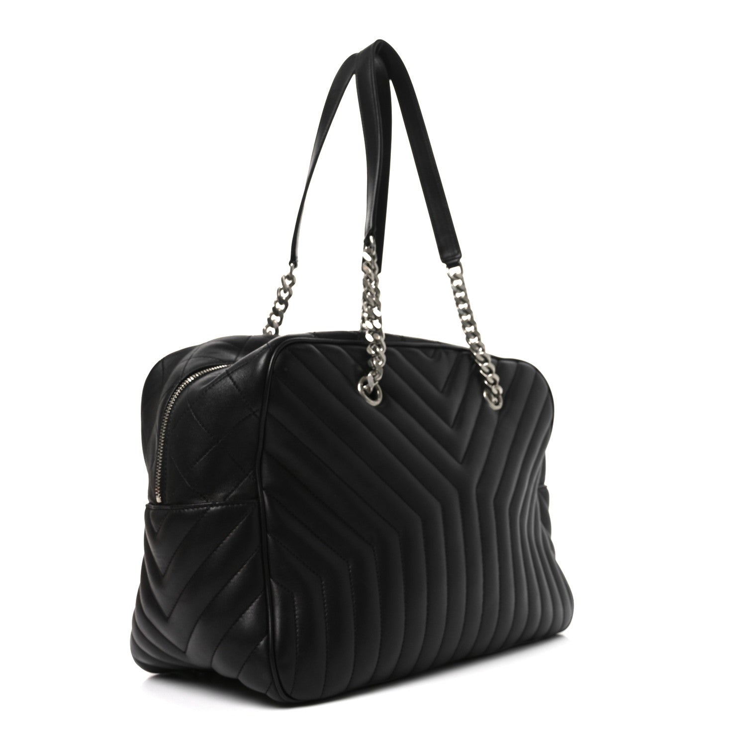 Saint Laurent Lambskin Mixed Matelasse Joan Bowling Bag Black 3 of 10