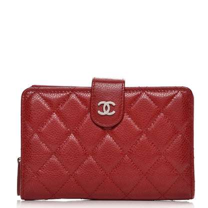 Chanel Caviar Quilted Zipped Pocket Wallet Red 1 of 8