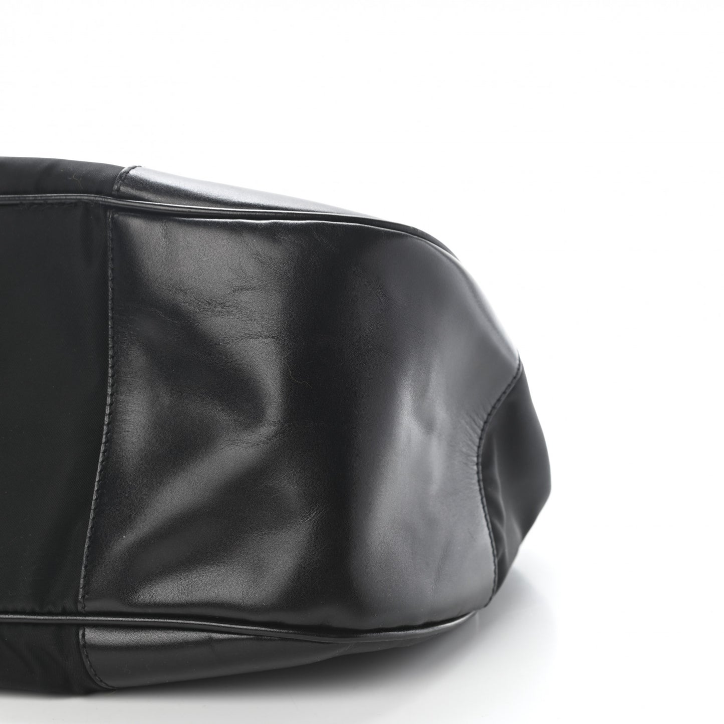 Nylon Calfskin Buckle Shoulder Bag Black