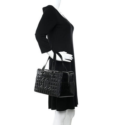 Chanel Patent Quilted Chocolate Bar Bowler Black 2 of 11