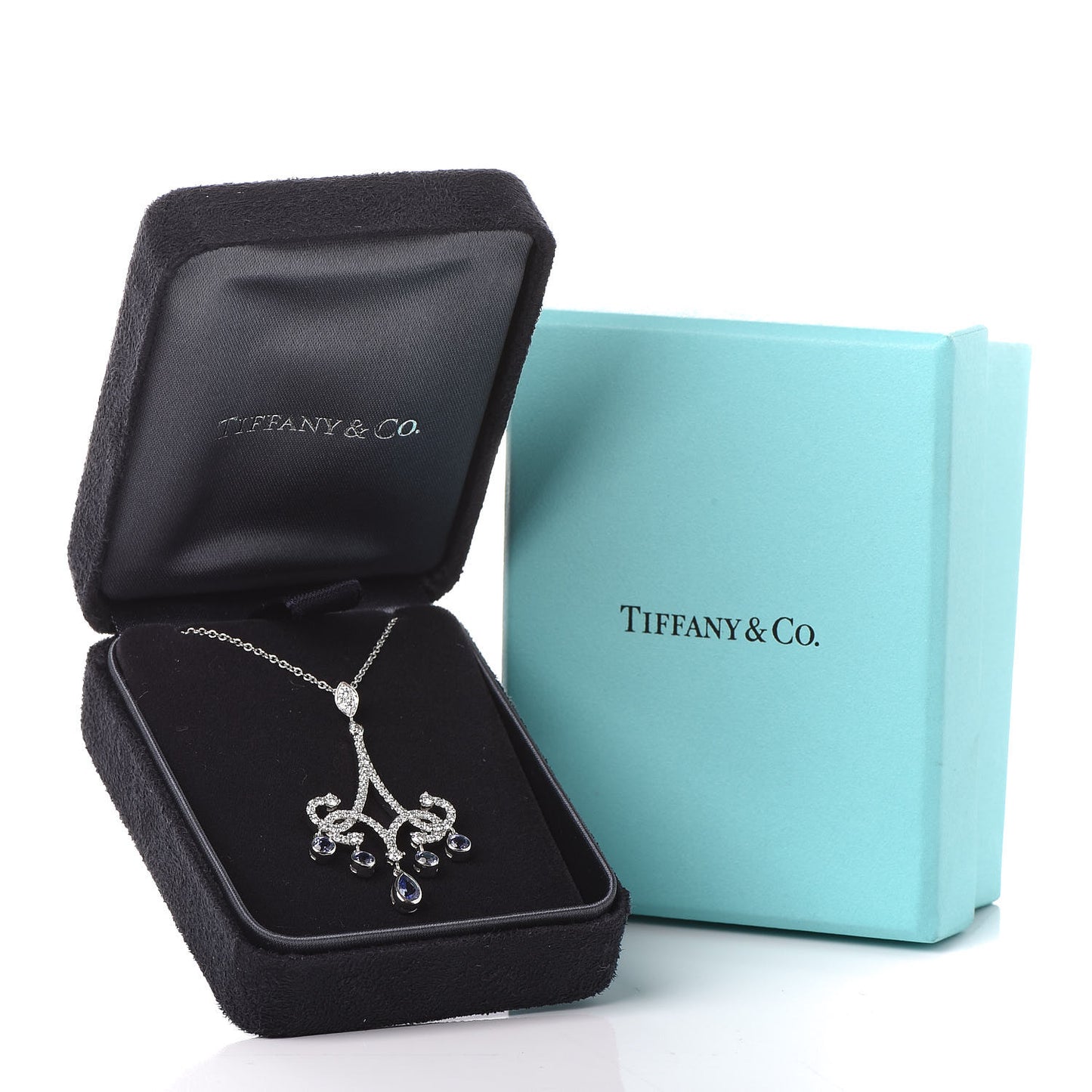 Platinum Diamond Tanzanite Enchant Chandelier Pendant Necklace