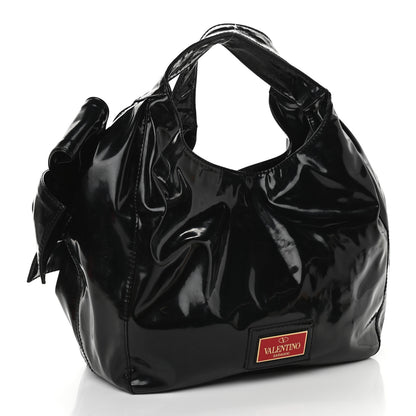 Valentino Garavani Patent Lacca Small Nuage Bow Hobo Black 3 of 17