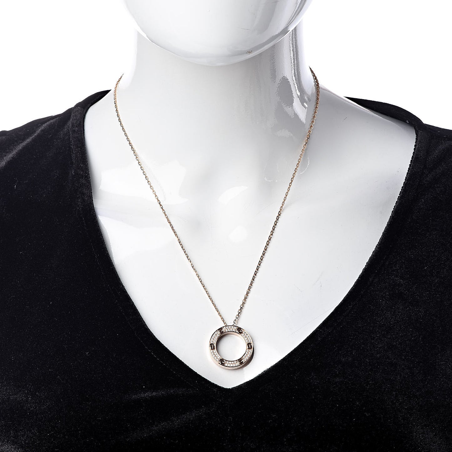 18K Pink Gold Diamond LOVE Paved Necklace