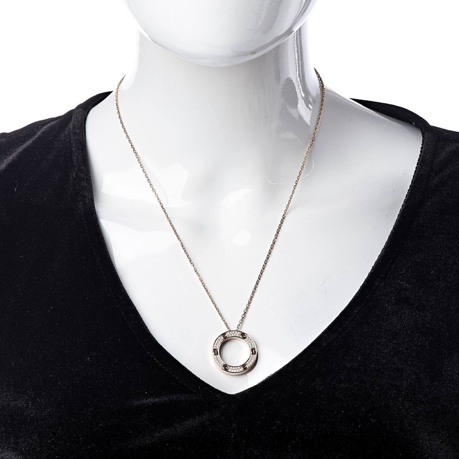 Cartier 18K Pink Gold Diamond LOVE Paved Necklace 2 of 6