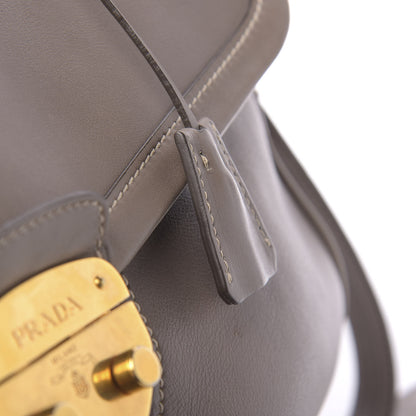 Prada City Calfskin Foldover Pushlock Top Handle Satchel Argilla 12 of 22