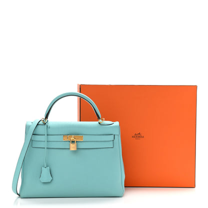 Hermes Togo Kelly Retourne 32 Bleu Atoll 15 of 15