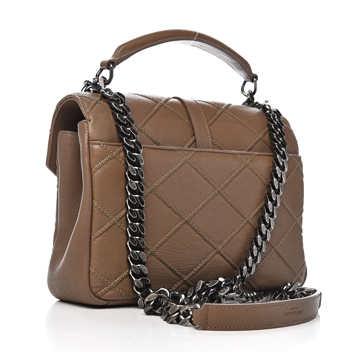 Calfskin Matelasse Diamond Quilted Monogram Medium College Bag Brown