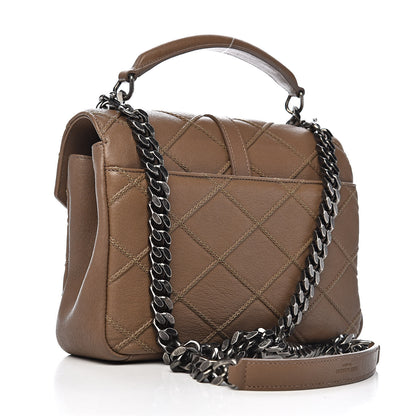 Saint Laurent Calfskin Matelasse Diamond Quilted Monogram Medium College Bag Brown 3 of 10