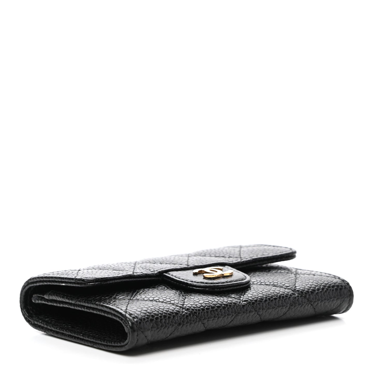 Caviar Quilted Flap Card Holder Black