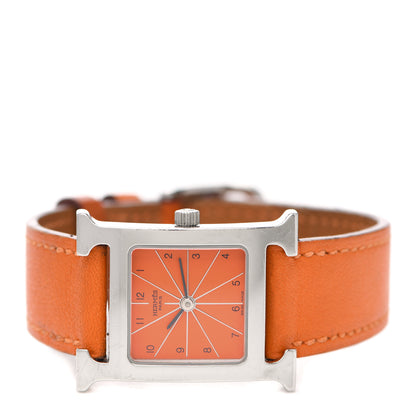 Hermes Stainless Steel Swift 21mm Heure H Hour Quartz Watch Orange 4 of 8