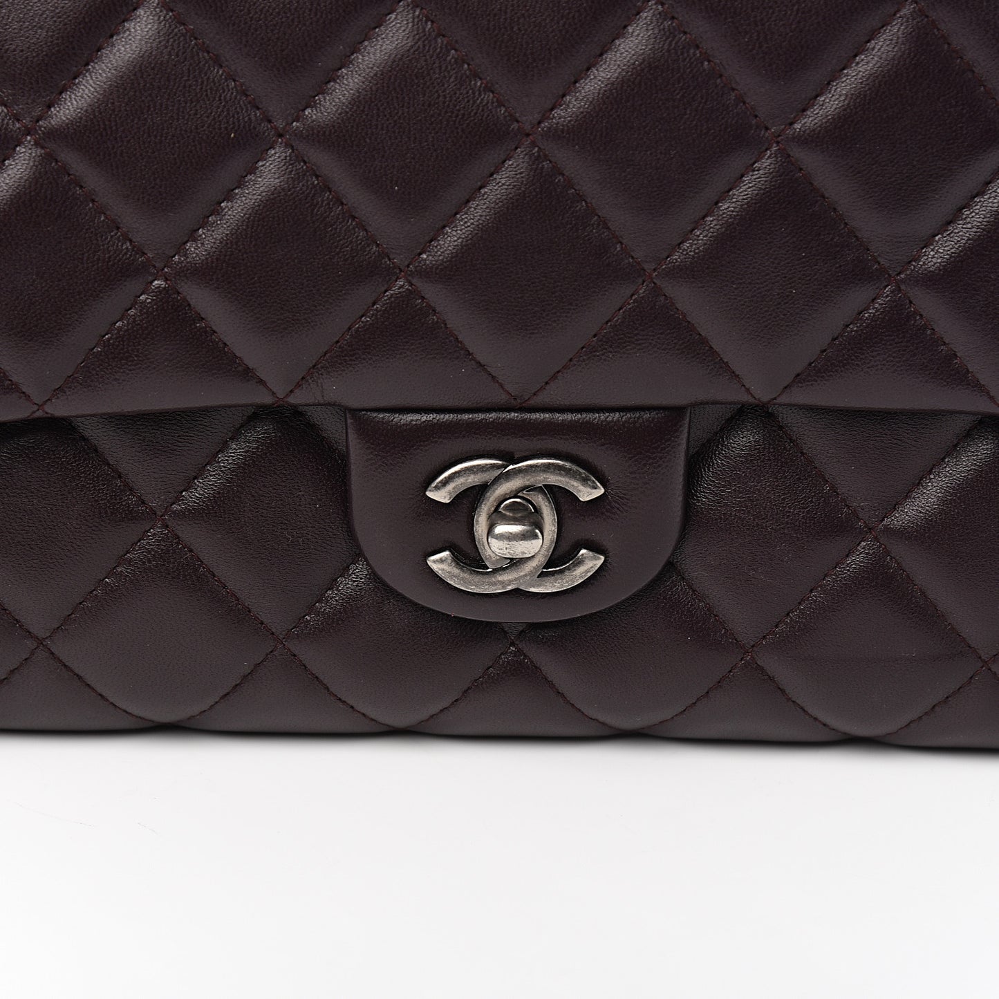 Lambskin Quilted Clutch With Chain Flap Burgundy