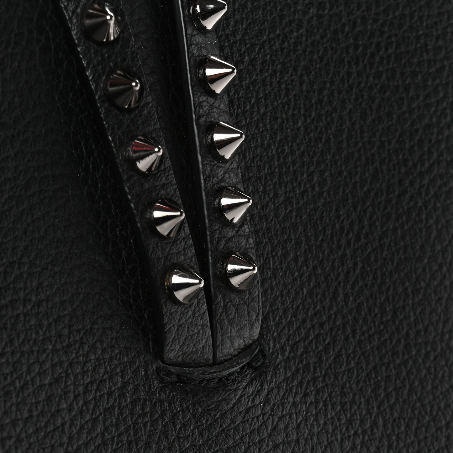 Calfskin Patent Logo Spikes East West Cabata Tote Black