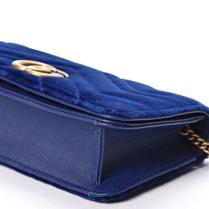 Gucci Velvet Matelasse GG Marmont Mini Bag Cobalt Blue 7 of 9