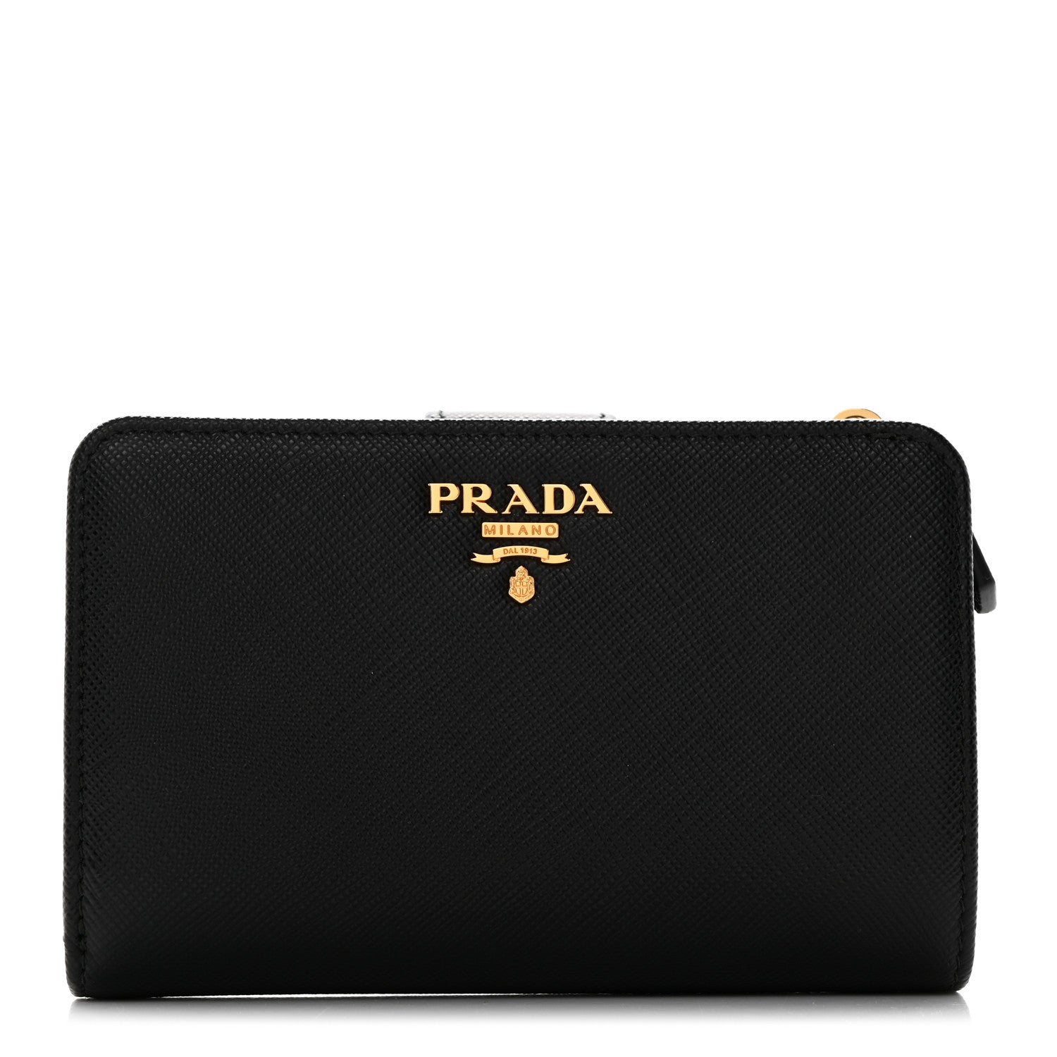 Prada Saffiano Metal Compact Wallet Black Ibisco 1 of 8
