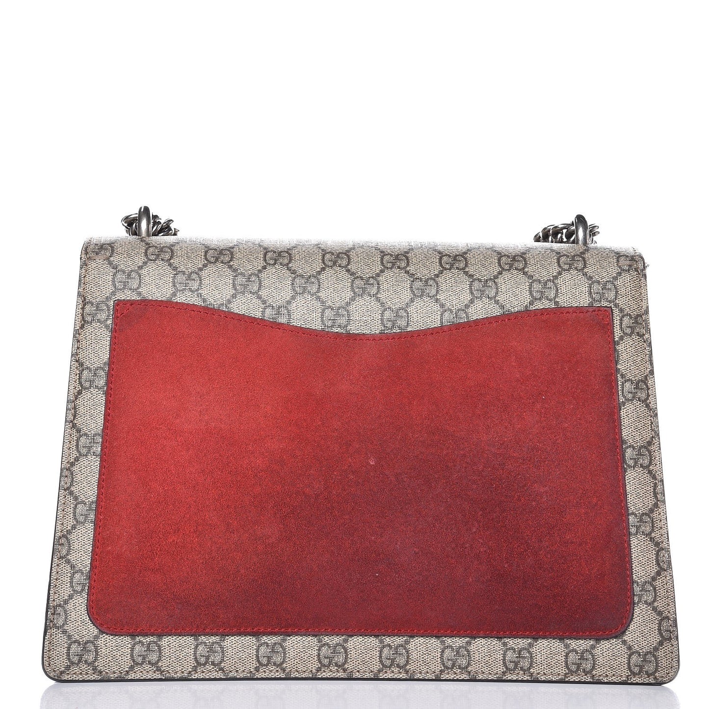 GG Supreme Monogram Suede Cudu Medium Dionysus Shoulder Bag Beige Ebony Vulcanic Red