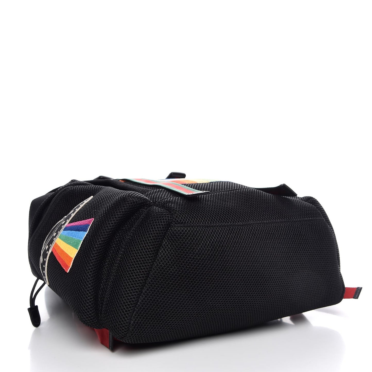 Mesh Web Hollywood Embroidered Double Buckle Backpack Black