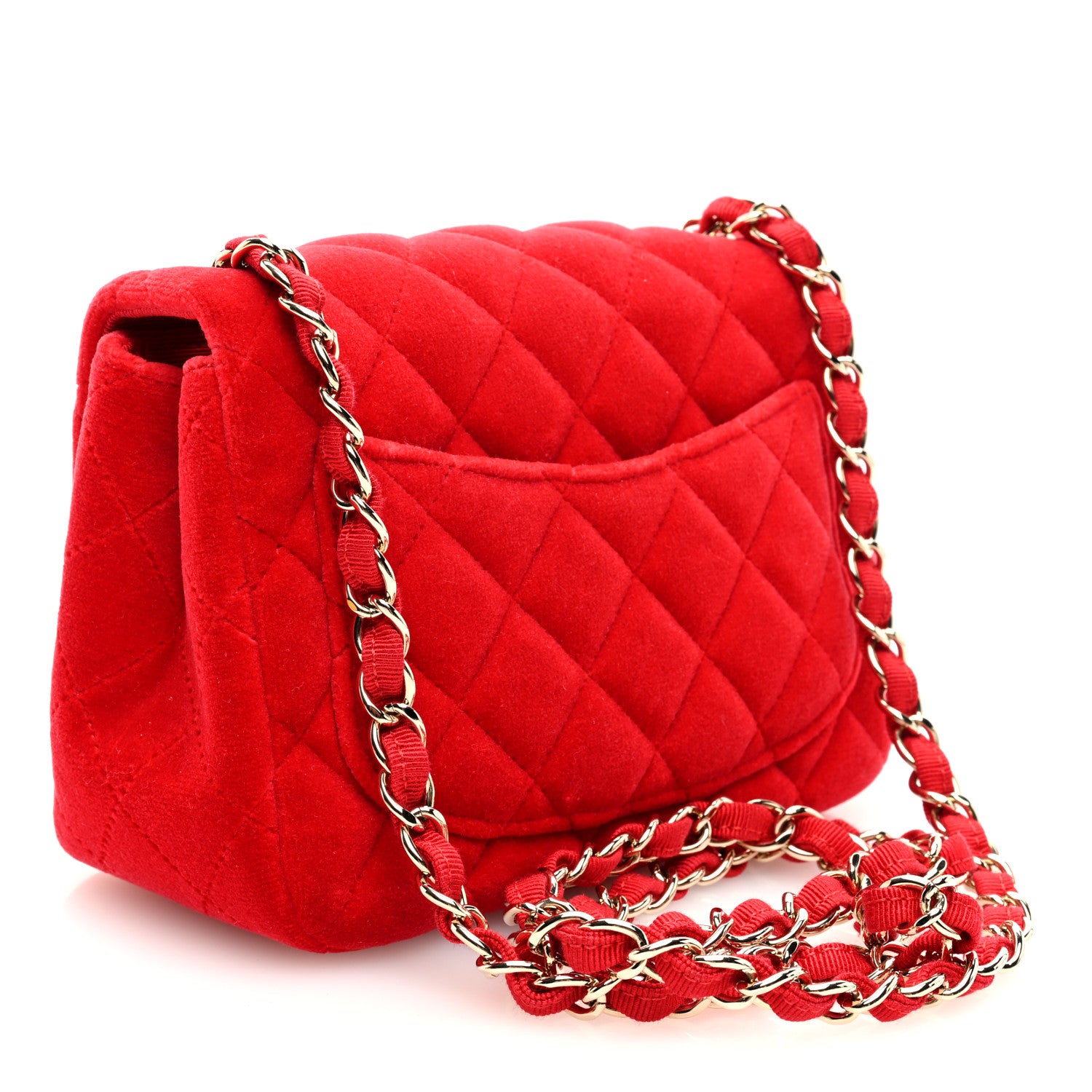 Chanel Velvet Quilted Mini Square Flap Red 3 of 10
