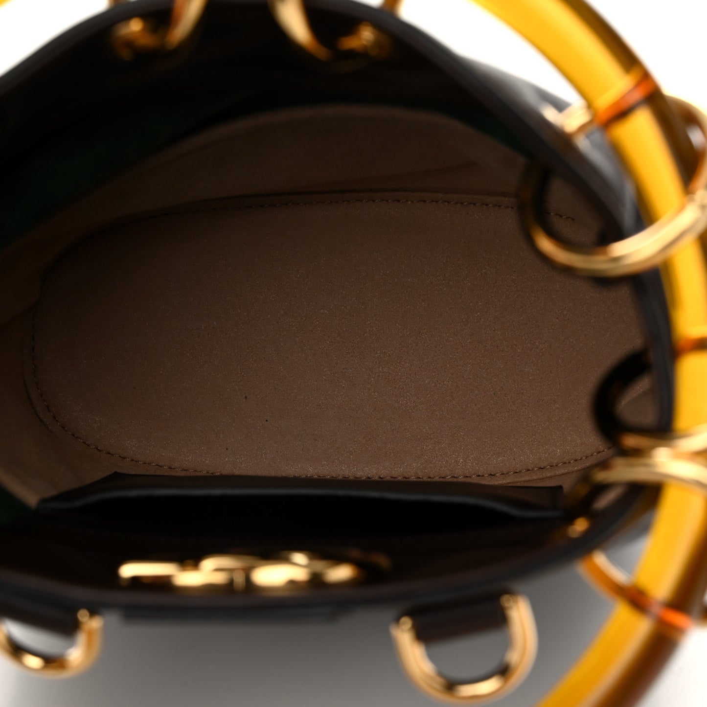 Suede Calfskin Web G Logo Bucket Bag Dark Brown