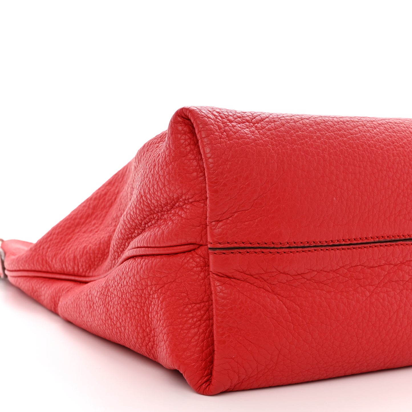 Vitello Small Clasp Top Hobo Bag Red