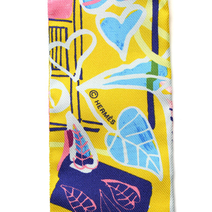 Hermes Silk Modernisme Tropical Twilly Jaune Vif Vert Rose 4 of 4