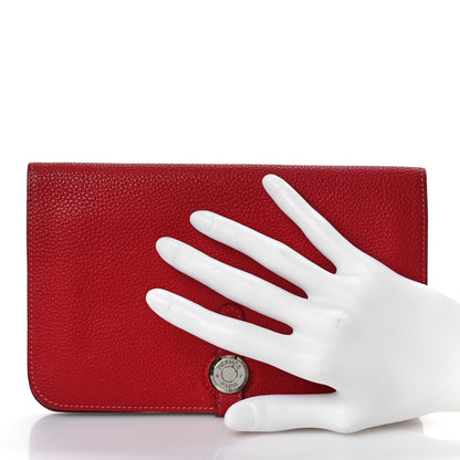 Hermes Togo Dogon Duo Wallet Rouge Casaque 2 of 11