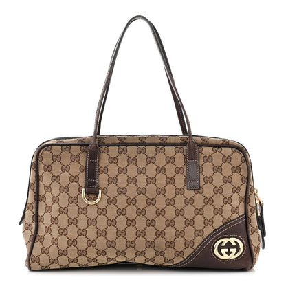 Gucci Monogram New Britt Medium Boston Dark Brown 1 of 14