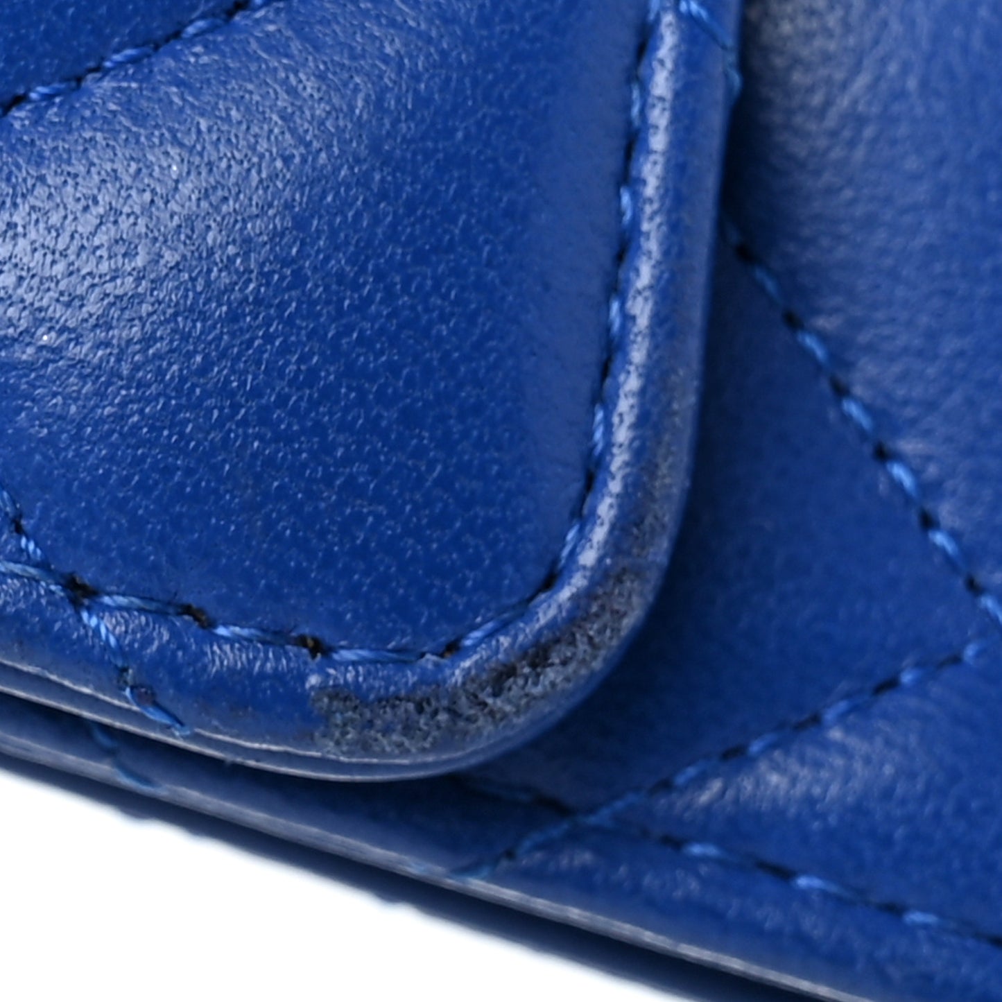 Lambskin Quilted Compact Flap Wallet Royal Blue