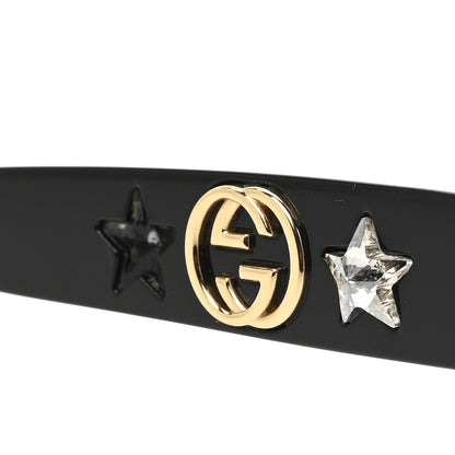 Gucci Acetate Crystal Star Round Frame Sunglasses GG0208S Black Black 8 of 8