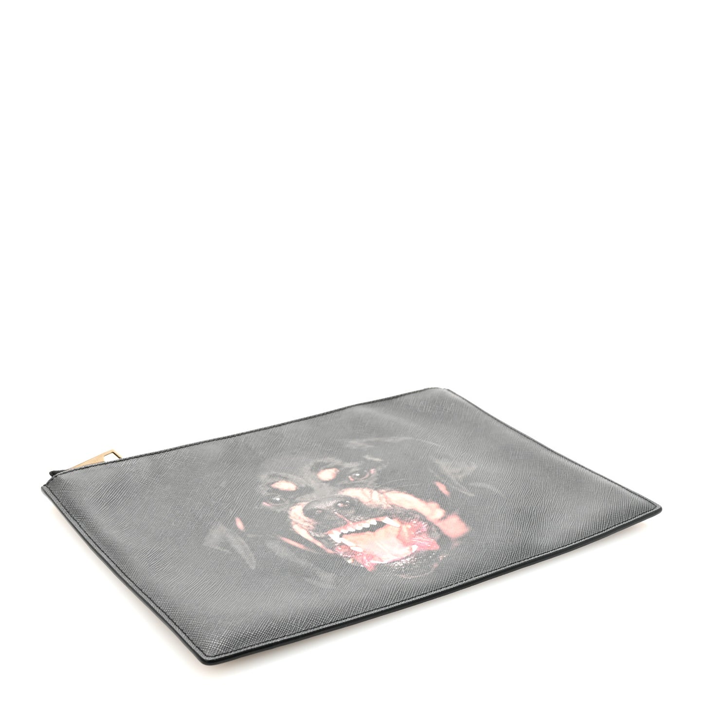 Texutured Coated Canvas Rottweiler Print Medium Cosmetic Pouch Black
