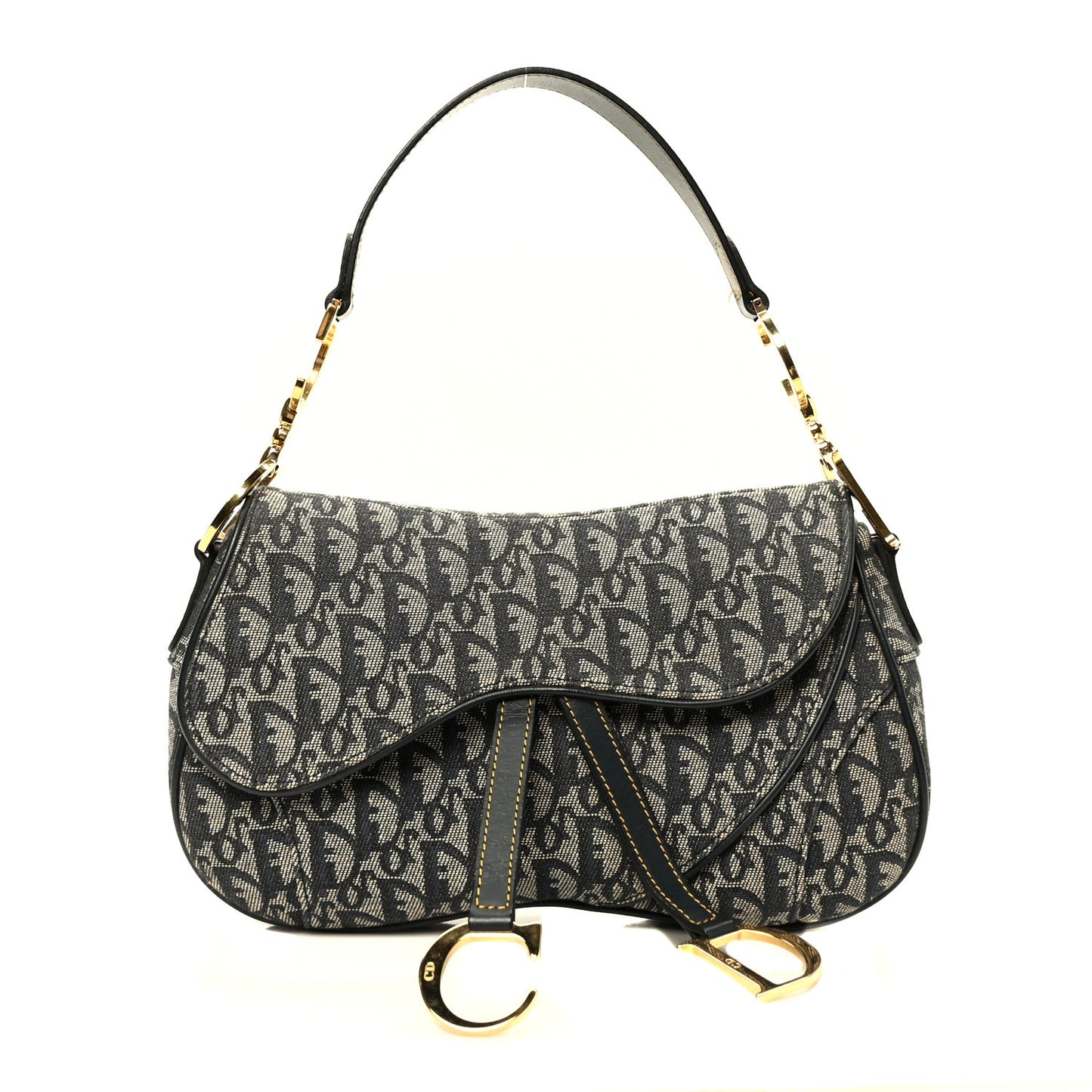 Monogram Double Saddle Bag Navy Blue