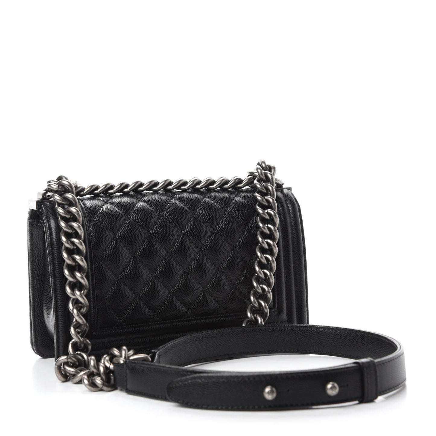 Caviar Quilted Small Boy Flap Black