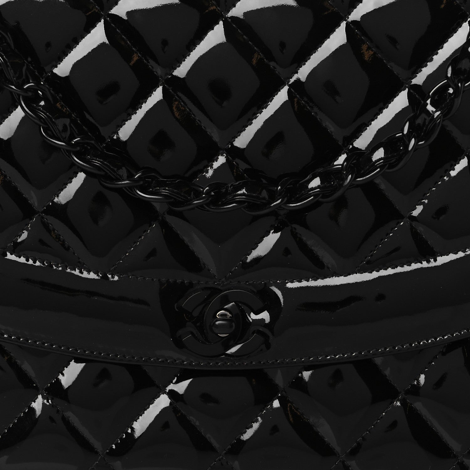 Chanel Patent Quilted Medium Single Flap Bag So Black 7 of 9