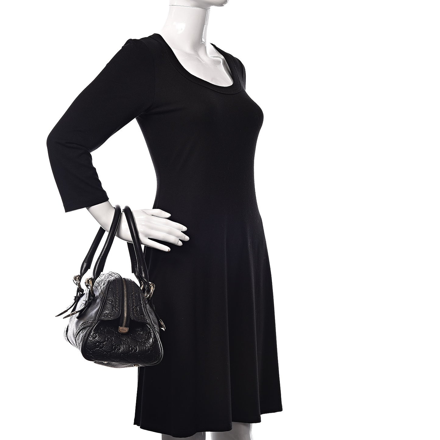 Calfskin Guccissima Signoria Bowler Bag Black