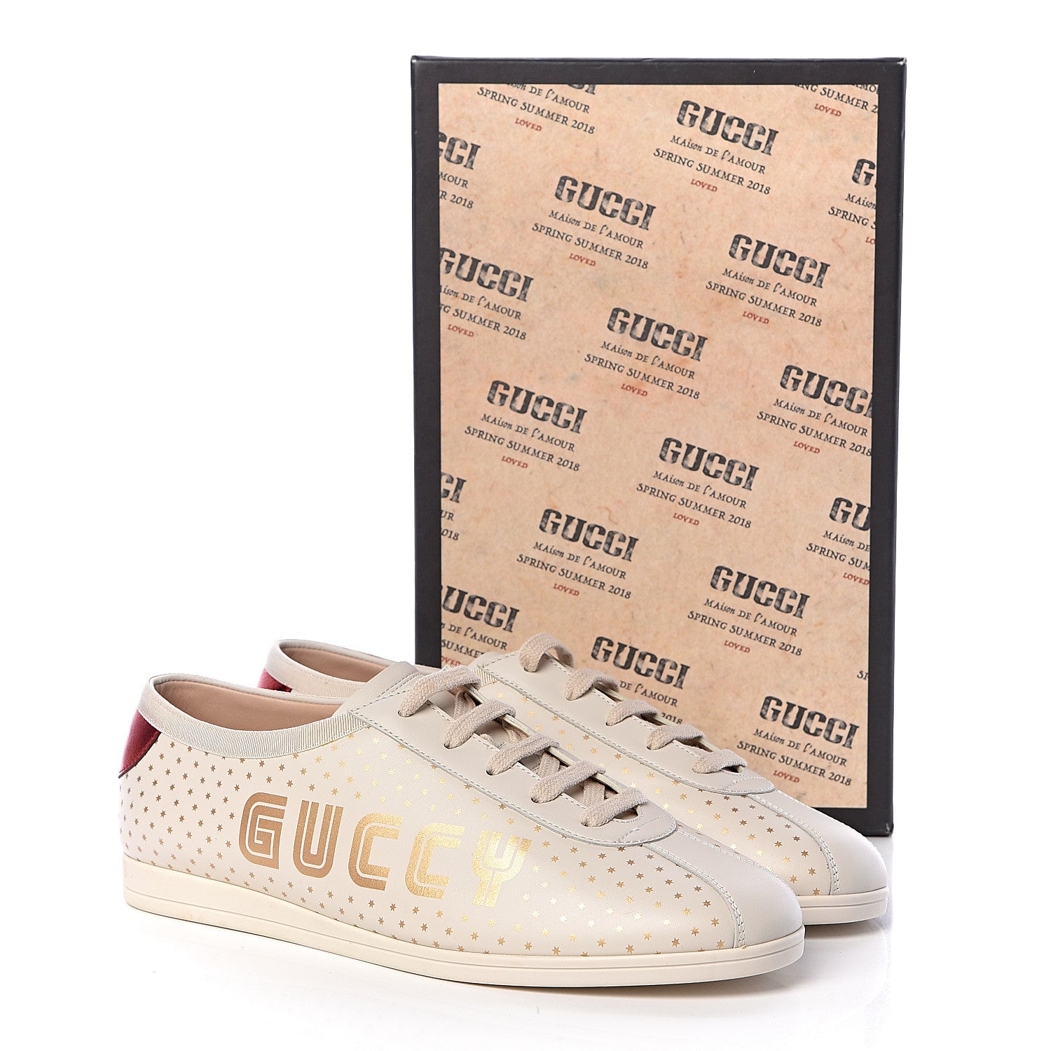 Gucci X SEGA Calfskin GUCCY Stars Womens Falacer Sneakers 42 White 12 of 12