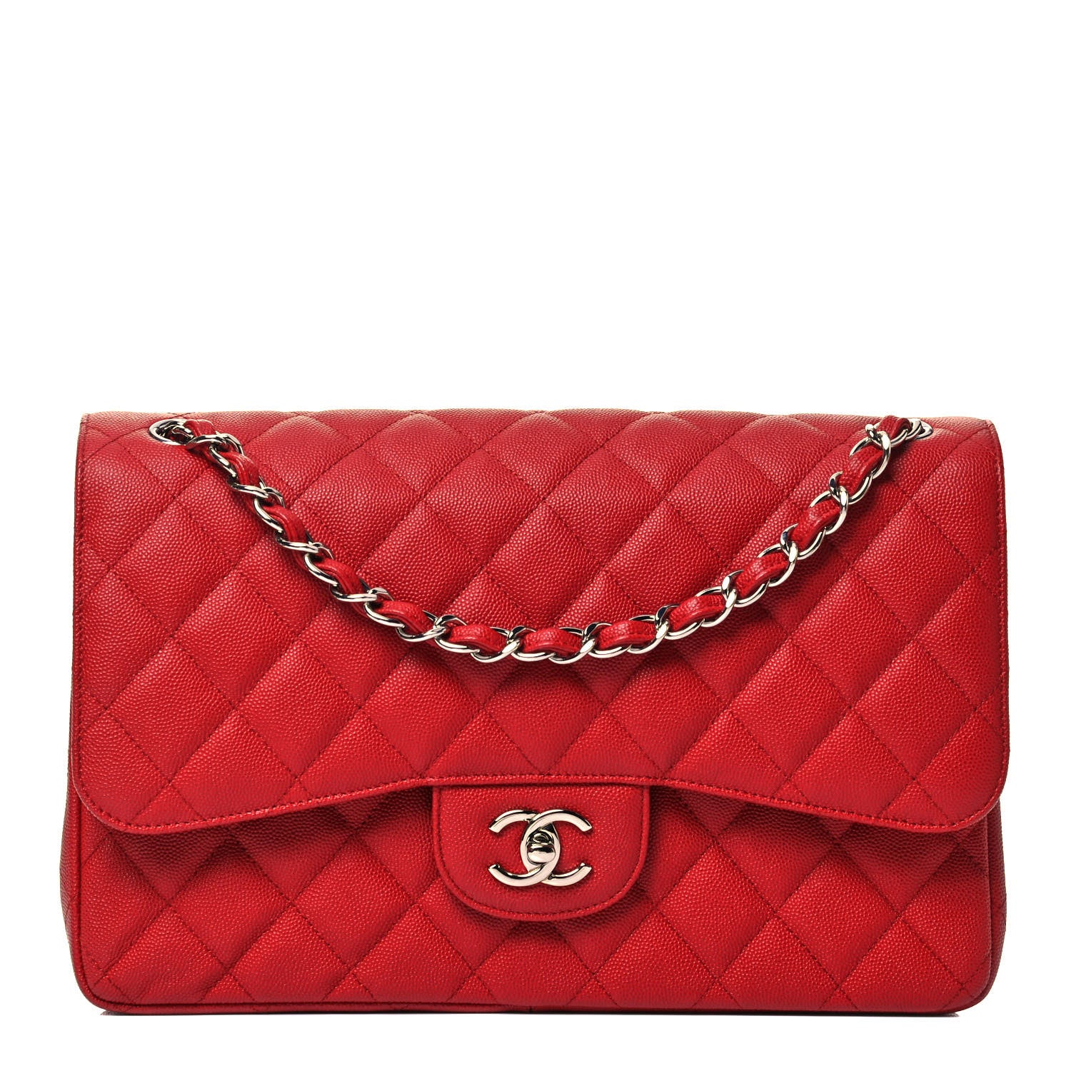 Chanel Caviar Quilted Jumbo Double Flap Red 1 of 9