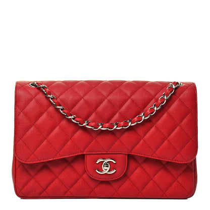 Chanel Caviar Quilted Jumbo Double Flap Red 1 of 9