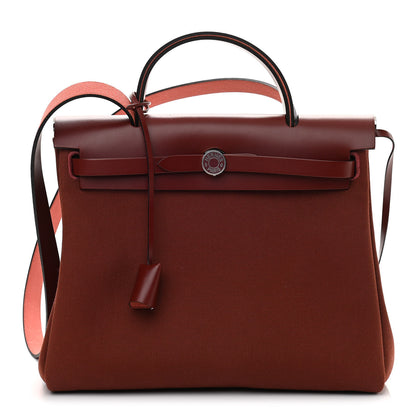 Hermes Toile Militaire Vache Hunter Laque Herbag Zip Retourne 31 PM Rouge H 2 of 11