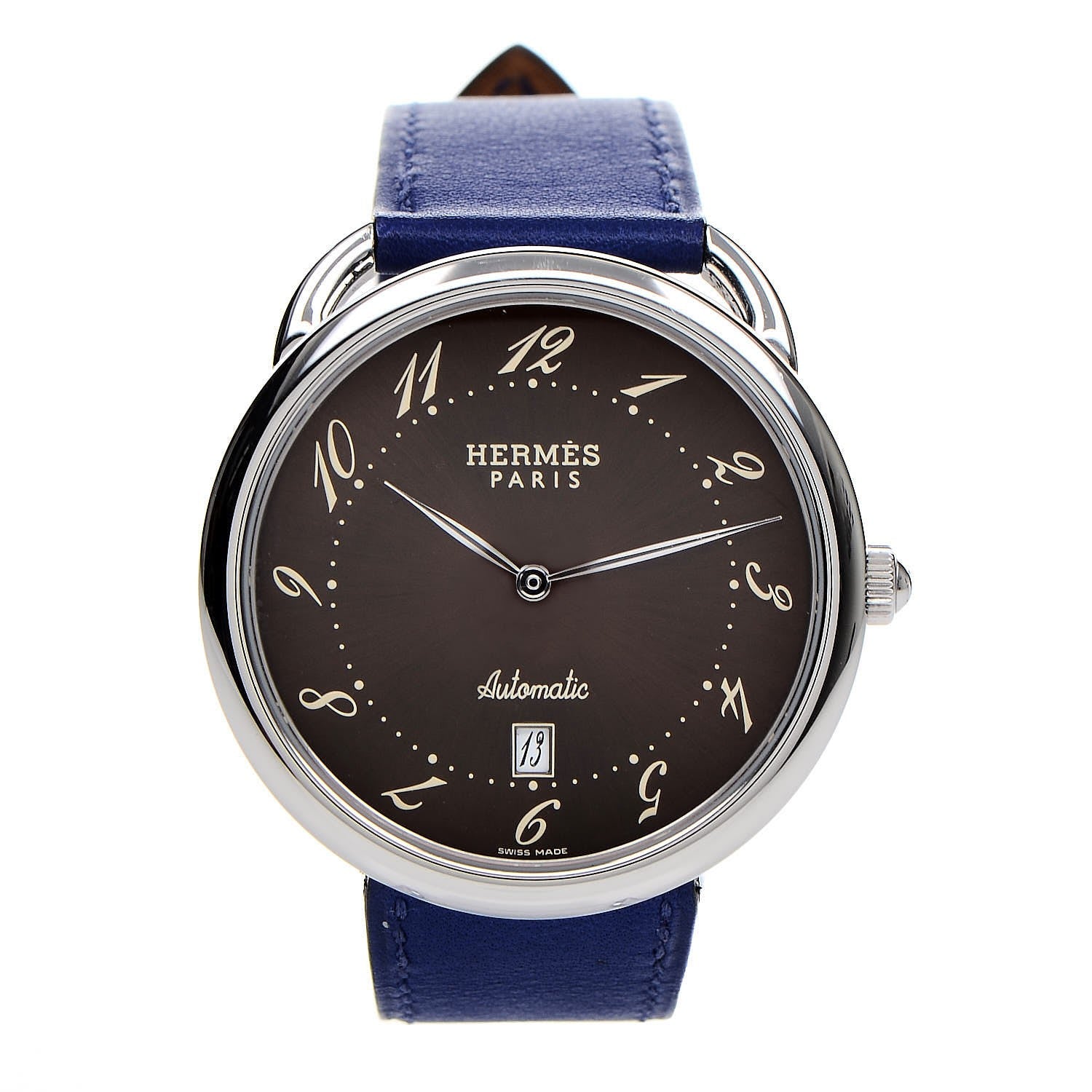 Hermes Stainless Steel Swift 41mm Arceau Automatic Watch Bleu Electrique 1 of 8