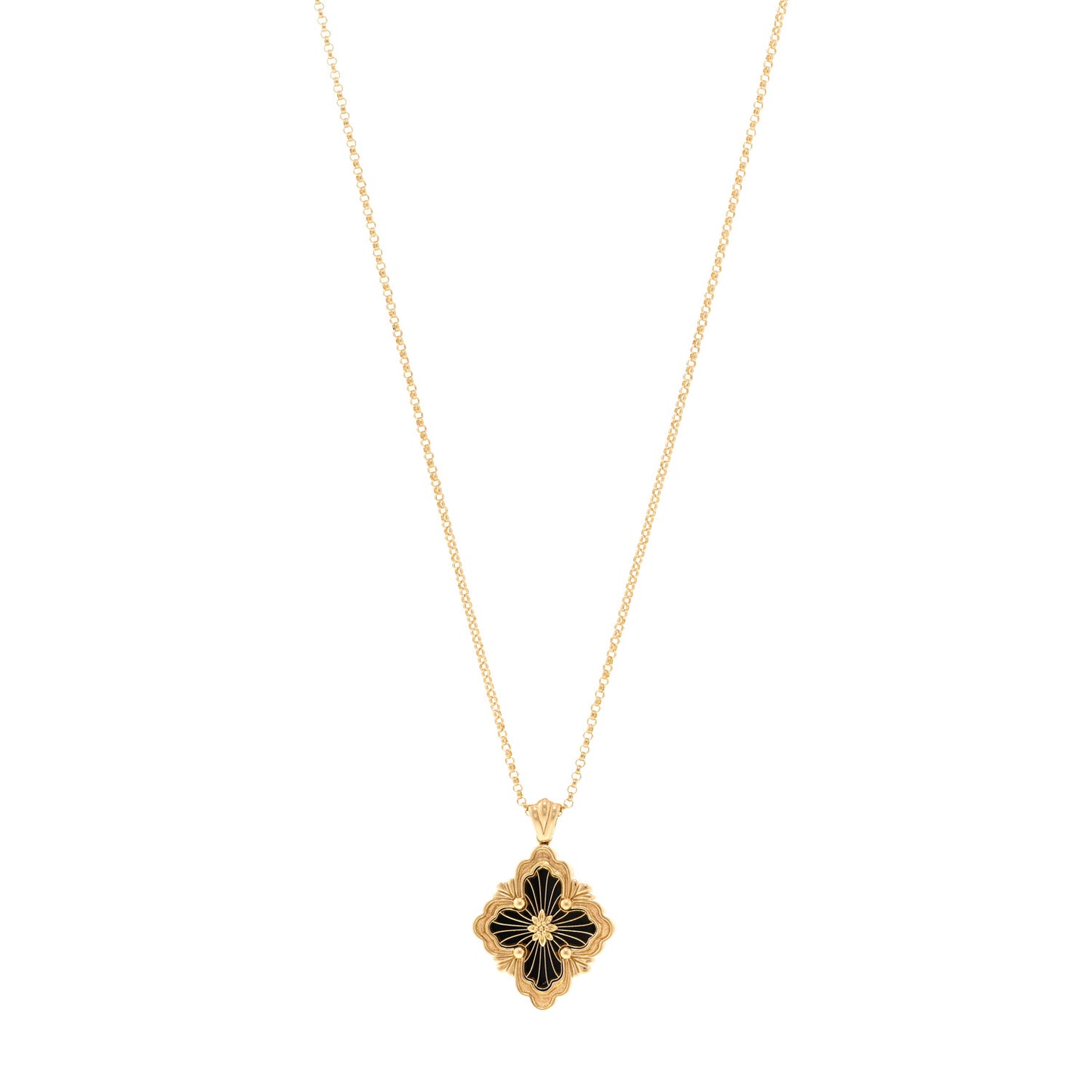 18K Yellow Gold Black Onyx Opera Tulle Necklace