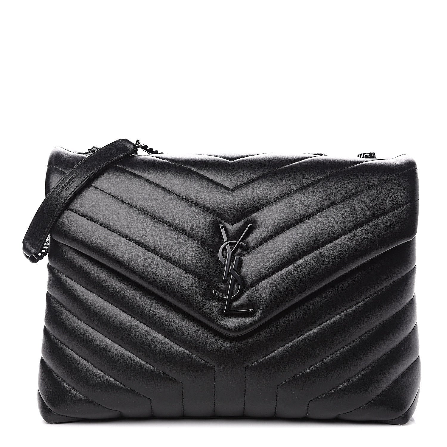 Saint Laurent Calfskin Y Quilted Monogram Medium Loulou Chain Satchel Black 1 of 10
